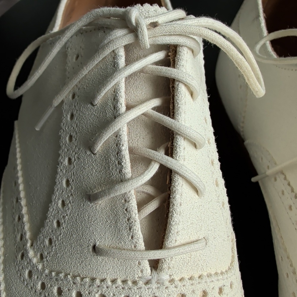 Brooks Brothers Peal & Co Mens White Buck Wingtip Oxford Shoes 11.5 D England - Picture 6 of 14